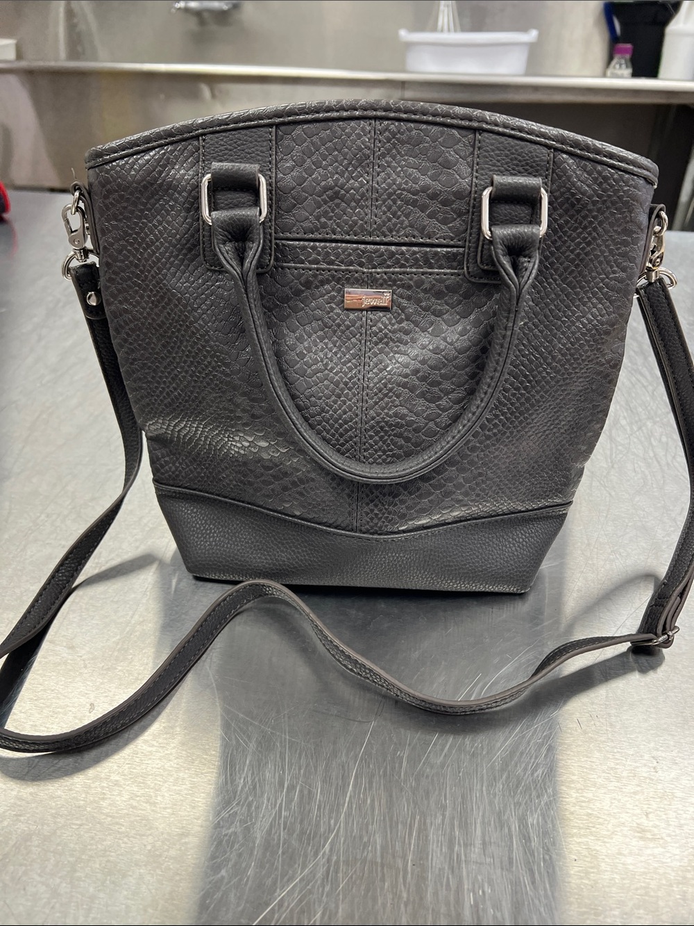 Jewell Gray Textured Convertible Shoulder Tote - Sleek Everyday Carry